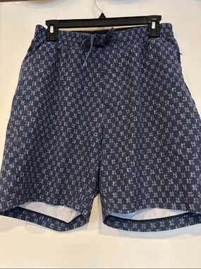 Lulu lemon M Navy Blue Patterned Drawstring Swim Shorts